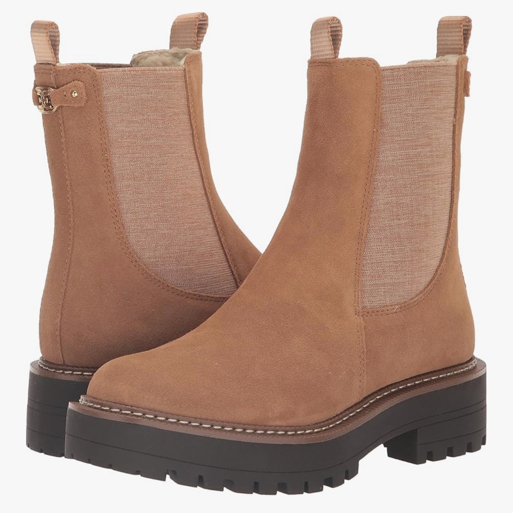 NEW Sam Edelman Womens Camel Velour Laguna Ankle Chelsea Boots Size 6